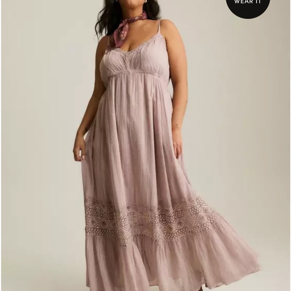 Torrid Festi Lace Trim Maxi Dress - Pink Rose